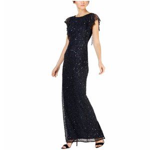 Adrianna Papell Navy Beaded Dress Formal 4